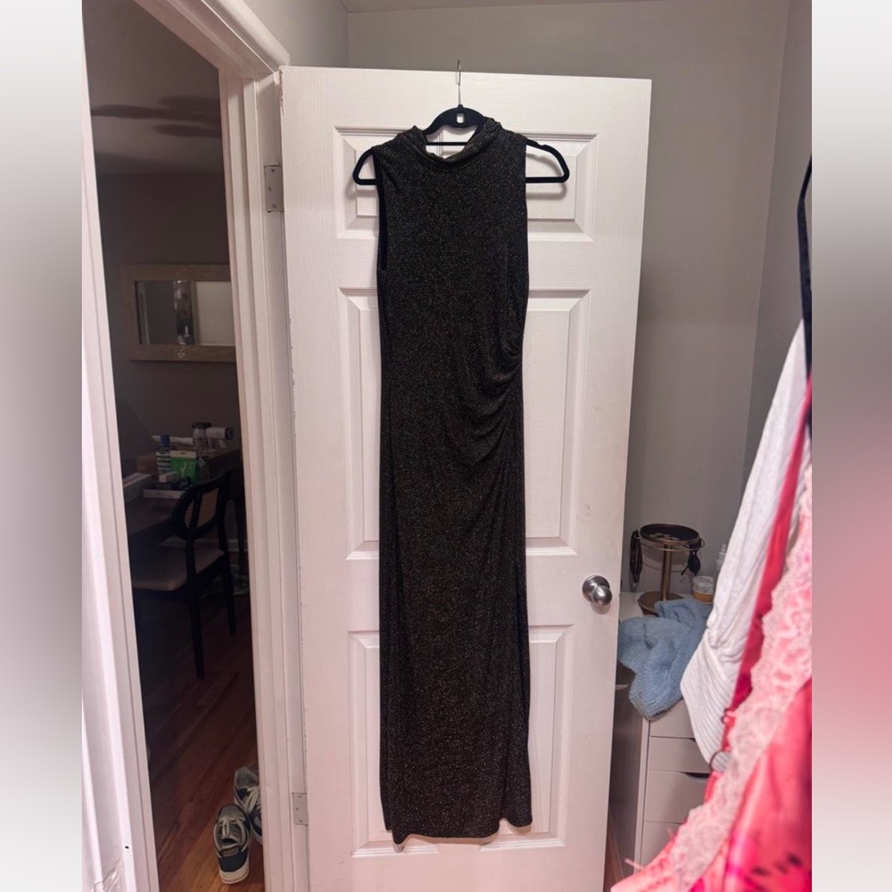 Sleeveless Black Shimmer Maxi Dress